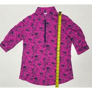 IBKUL Womens XS Floral Print 1/4 Zip Pullover Top‎ Golf Athletic Pink Blue